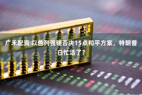 广禾配资 以色列强硬否决15点和平方案，特朗普白忙活了？